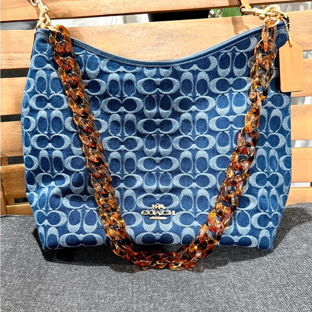 Target Tortoiseshell Amber Acrylic Chain Strap with Gold Clasps